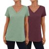 Womens Short Sleeve Shirts Basic 2 Pack Tees V Neck Summer Spring Trendy Casual Tops Loose Fit Lightweight Clothes 2025