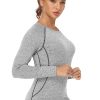 3-4 Pack Dry Fit Long Sleeve Tshirt for Women Moisture Wicking Long Sleeve Tee Outdoor Compression Running Workout Tops