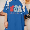 American Flag T Shirt Women 4th of July Oversized Shirts USA Stars Patriotic Short Sleeve Loose Fit Tops