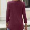 Womens Tops 3/4 Length Long Sleeve Shirts Fall Clothes Business Casual Dressy Blouse Loose Fit Basic Tee Trendy
