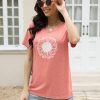 Women's Short Sleeve V Neck Sunflower Graphic Printed Summer Tee Vintage T Shirt Cotton Tops Novelty Cool Shirt