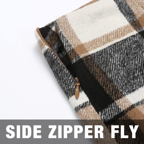 Womens High Waist Plaid Skirt Bodycon Pencil Wool Mini Skirts