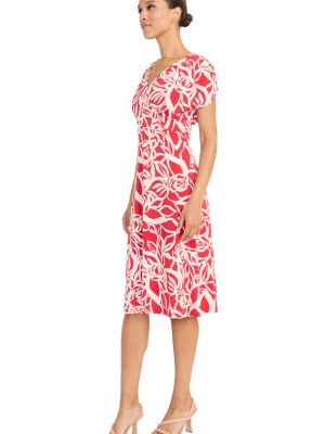 Womens V-Neck Cap Sleeve Knee Length-Fitted Bodice with A-line Skirt-Special Occasion Cocktail Dress