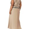 Women's Plus Size Long Sleeveless Antique Dress with Scarf