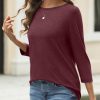 Womens Tops 3/4 Length Long Sleeve Shirts Fall Clothes Business Casual Dressy Blouse Loose Fit Basic Tee Trendy