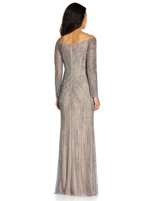 Women's Beaded Off Shoulder Gown