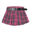 Women's Belted A-Line Stretchy Club Y2k Mini Pleated Skirt with Belt