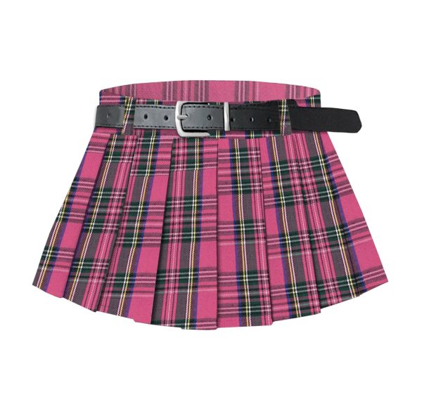 Women's Belted A-Line Stretchy Club Y2k Mini Pleated Skirt with Belt