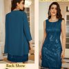 Women's Sequin Dress - Wedding Guest & Mother of The Bride Formal Dress - Two Piece Knee Length