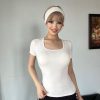 5 Pack Short Sleeve for Womens Square Neck T Shirts Fashion Casual Basic Tees Tops Summer Outfits Clothes 2025