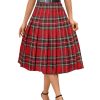 Women's Girls A-Line Long Pleated High Waist Fashion Skirt, School Uniform Cosplay