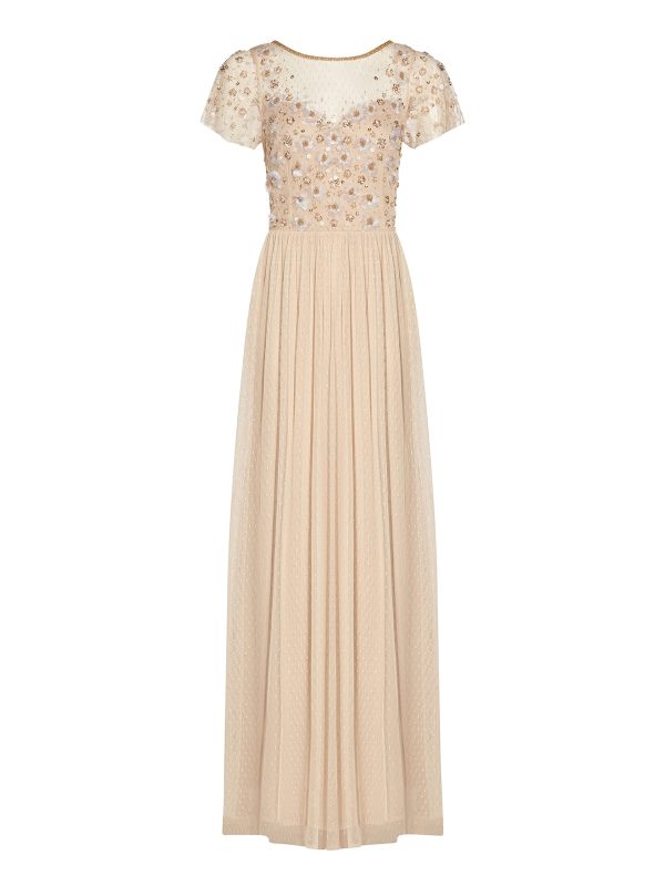 Women's 3D Beaded Point D'esprit Gown