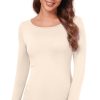 Women's Scoop Neck Tops Long Sleeve Slim Fit T Shirt Thermal Blouse Basic Layer Shirts