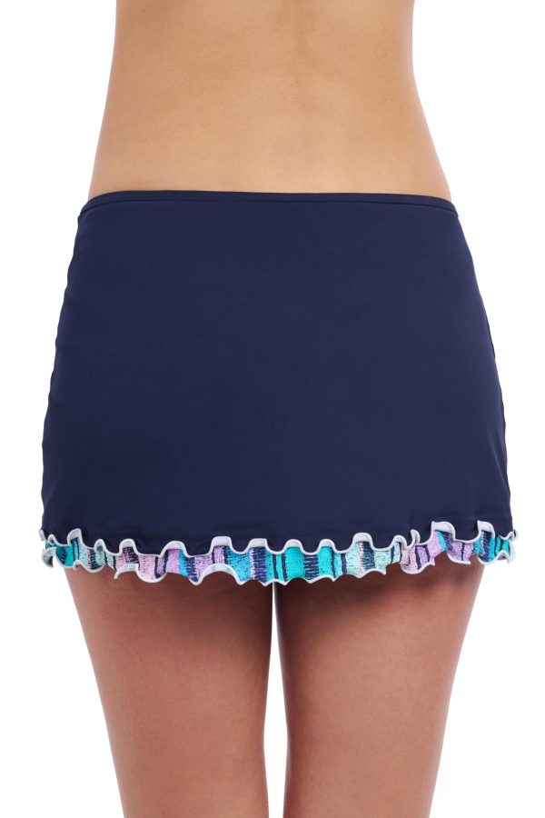 Harmony Navy Ruffle Trim Women’s Swim Skirt Summer Essential