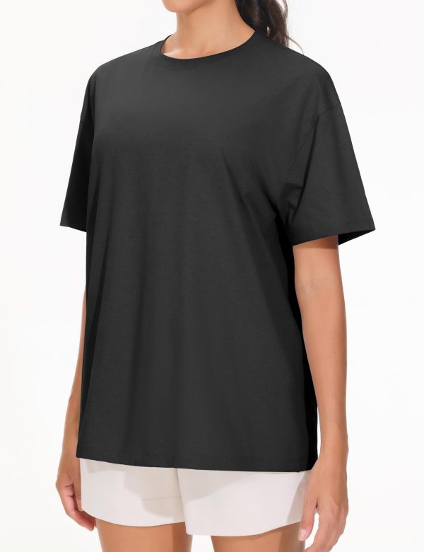 2 Pack Women's Oversized T Shirts Casual Loose Fit Short Sleeve Tops Summer Crewneck Basic Tees