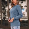 Womens Long Sleeve Shirts Pleated Crew Neck Casual Fall Fashion Tops Loose Fit Lightweight Girls Outfits Clothes