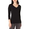 Women's Regular-Fit 3/4 Sleeve V-Neck T-Shirt (Available in Plus Size), Multipacks
