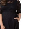 Women’s Plus Size Leona Lace Gown, Maxi Dress Formal Evening Ball Gown with Side Pockets for Wedding Guest