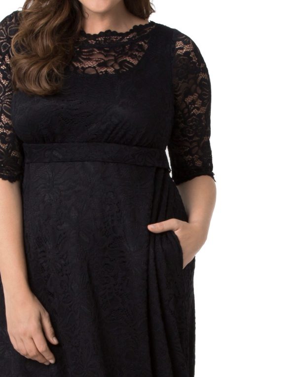 Women’s Plus Size Leona Lace Gown, Maxi Dress Formal Evening Ball Gown with Side Pockets for Wedding Guest