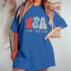 American Flag T Shirt Women 4th of July Oversized Shirts USA Stars Patriotic Short Sleeve Loose Fit Tops