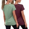 Womens Short Sleeve Shirts Basic 2 Pack Tees V Neck Summer Spring Trendy Casual Tops Loose Fit Lightweight Clothes 2025
