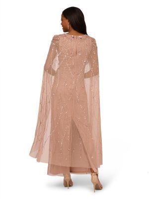 Women's Beaded Cape Long Dress