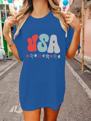 American Flag T Shirt Women 4th of July Oversized Shirts USA Stars Patriotic Short Sleeve Loose Fit Tops