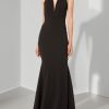 Women's Camden Sleeveless Halter Plunging Long Stretch Gown