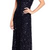 Women's Short-Sleeve All Over Sequin Gown