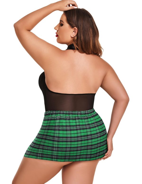 Plus Size School Girl Lingerie for Women 2 Piece Lingerie Sets Sexy Cosplay Costume L-5XL