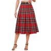 Girls Womens High Waist Pleated Long Skirt with Pockets
