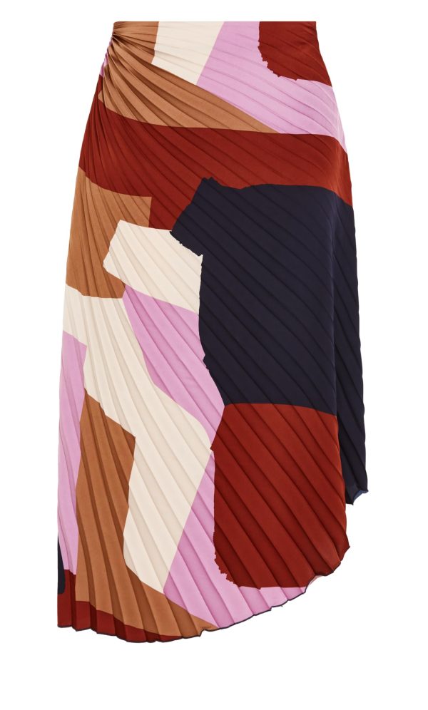 Women's Plus Size Skirt-Amaya Asymmetrical Harmonica Pleat Print