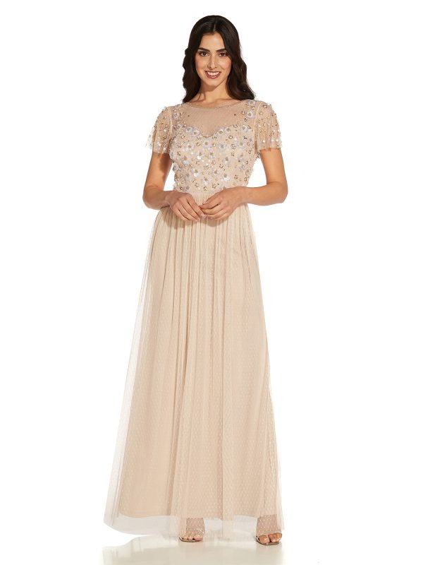 Women's 3D Beaded Point D'esprit Gown