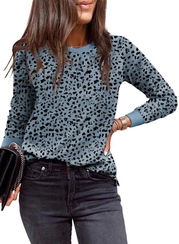 Womens Crewneck Long Sleeve Tops Casual Polka Dots Tops Summer Fall 2025 Tshirts Shirts