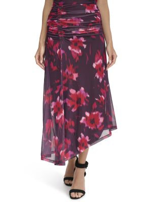 Women's Printed Angle Hem Skirt