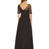 Women's Beaded Mesh and Taffeta Gown