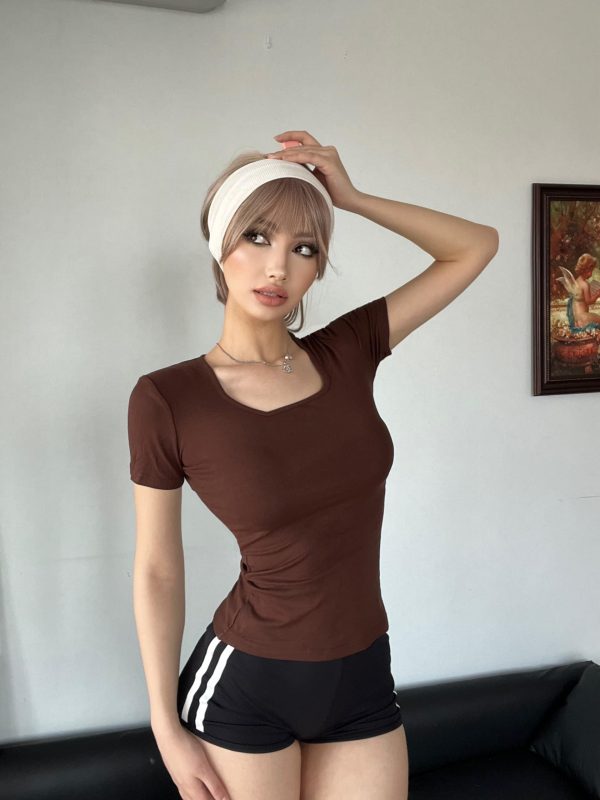 5 Pack Short Sleeve for Womens Square Neck T Shirts Fashion Casual Basic Tees Tops Summer Outfits Clothes 2025