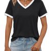 Womens Short Sleeve T-Shirts Summer Tops Casual Soft Tunic V Neck Basic Workout Clothes Spring Fashion Outfits 2025