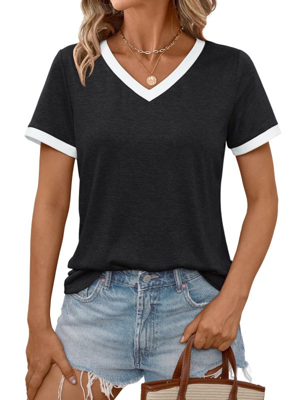 Womens Short Sleeve T-Shirts Summer Tops Casual Soft Tunic V Neck Basic Workout Clothes Spring Fashion Outfits 2025