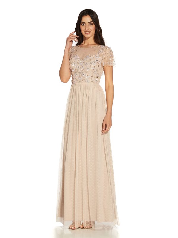 Women's 3D Beaded Point D'esprit Gown