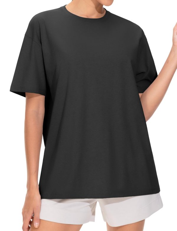 2 Pack Women's Oversized T Shirts Casual Loose Fit Short Sleeve Tops Summer Crewneck Basic Tees