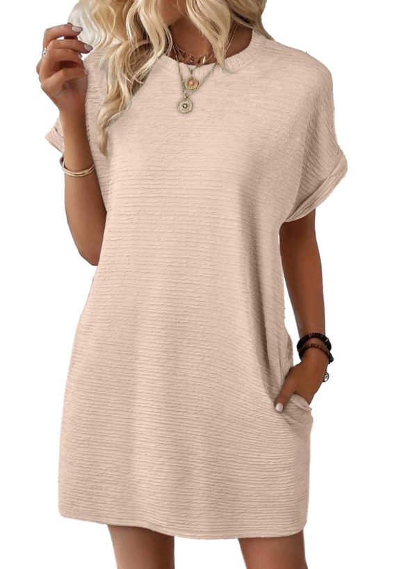 Womens Summer Dresses Fashion 2025 Short Sleeve Spring Mini Dress Casual Beach Vacation Clothes Dresses