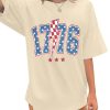 Women America 1776 T Shirt 4th of July Oversized Shirts Patriotic USA Flag Casual Short Sleeve Tee Tops