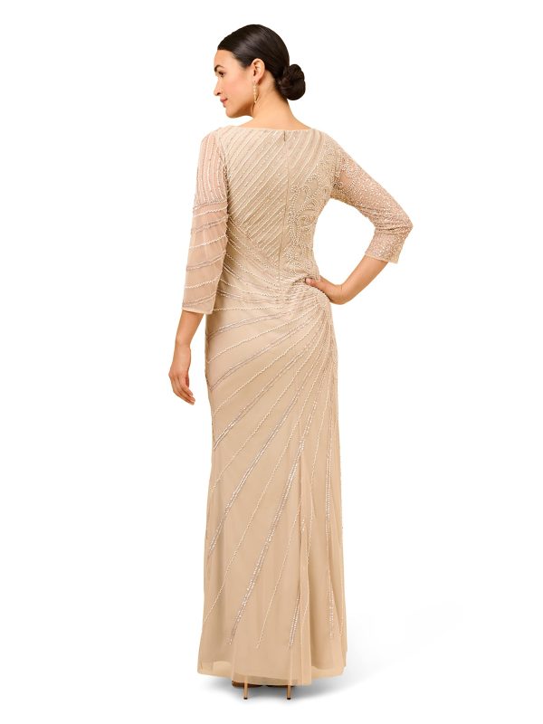 Women's Beaded Long Dress, Biscotti