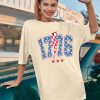 Women America 1776 T Shirt 4th of July Oversized Shirts Patriotic USA Flag Casual Short Sleeve Tee Tops
