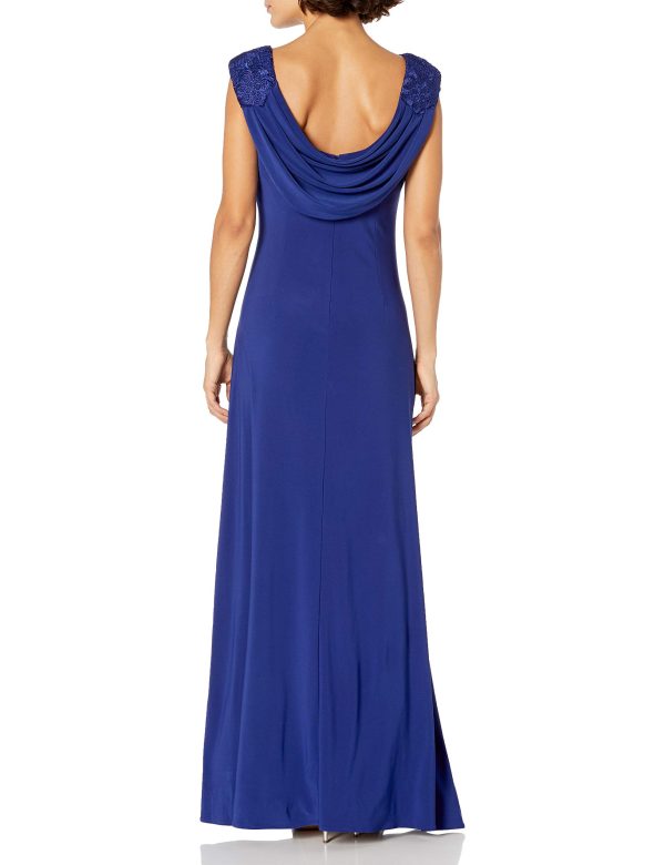 Women's Long Cowl Back Mother of The Bride Dress, Formal Event, Wedding Guest Gown (Petite and Regular Sizes)