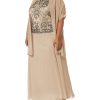 Women's Plus Size Long Sleeveless Antique Dress with Scarf