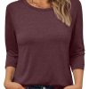 Womens Tops 3/4 Length Long Sleeve Shirts Fall Clothes Business Casual Dressy Blouse Loose Fit Basic Tee Trendy