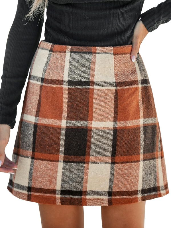 Women High Waist Plaid Skirt Bodycon Pencil Mini Skirts