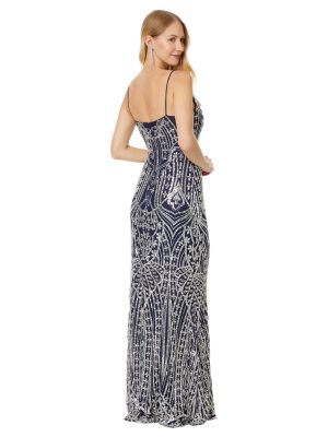 Women's Long Beded Sequin Placement Slit